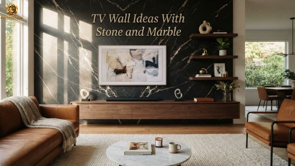 TV Wall Ideas With Stone and Marble