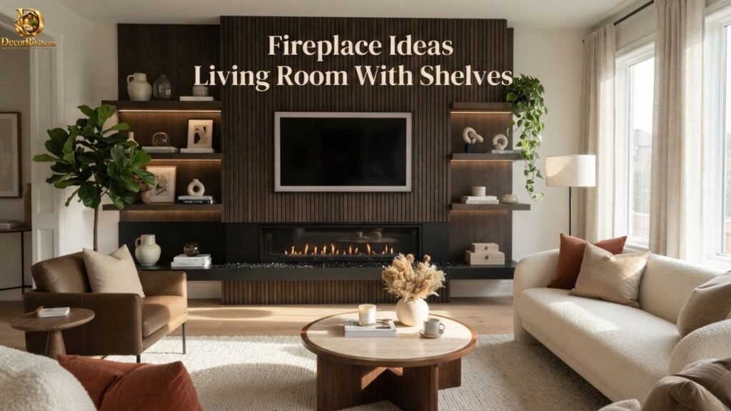 Fireplace Ideas Living Room With Shelves