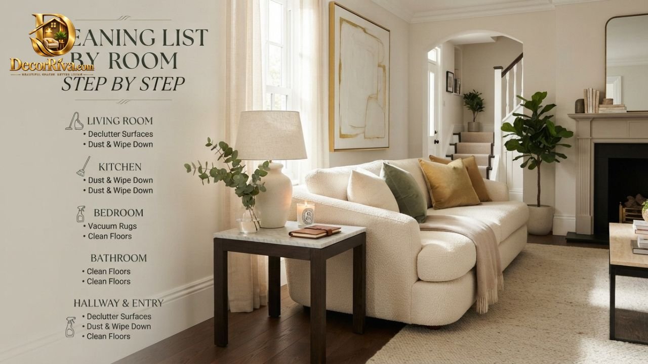 Cleaning List by Room Step by Step